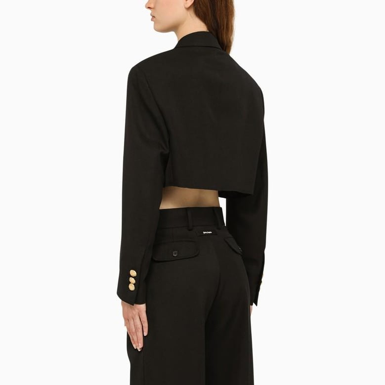 black polyester blend boyfriend blazer by Selfnex