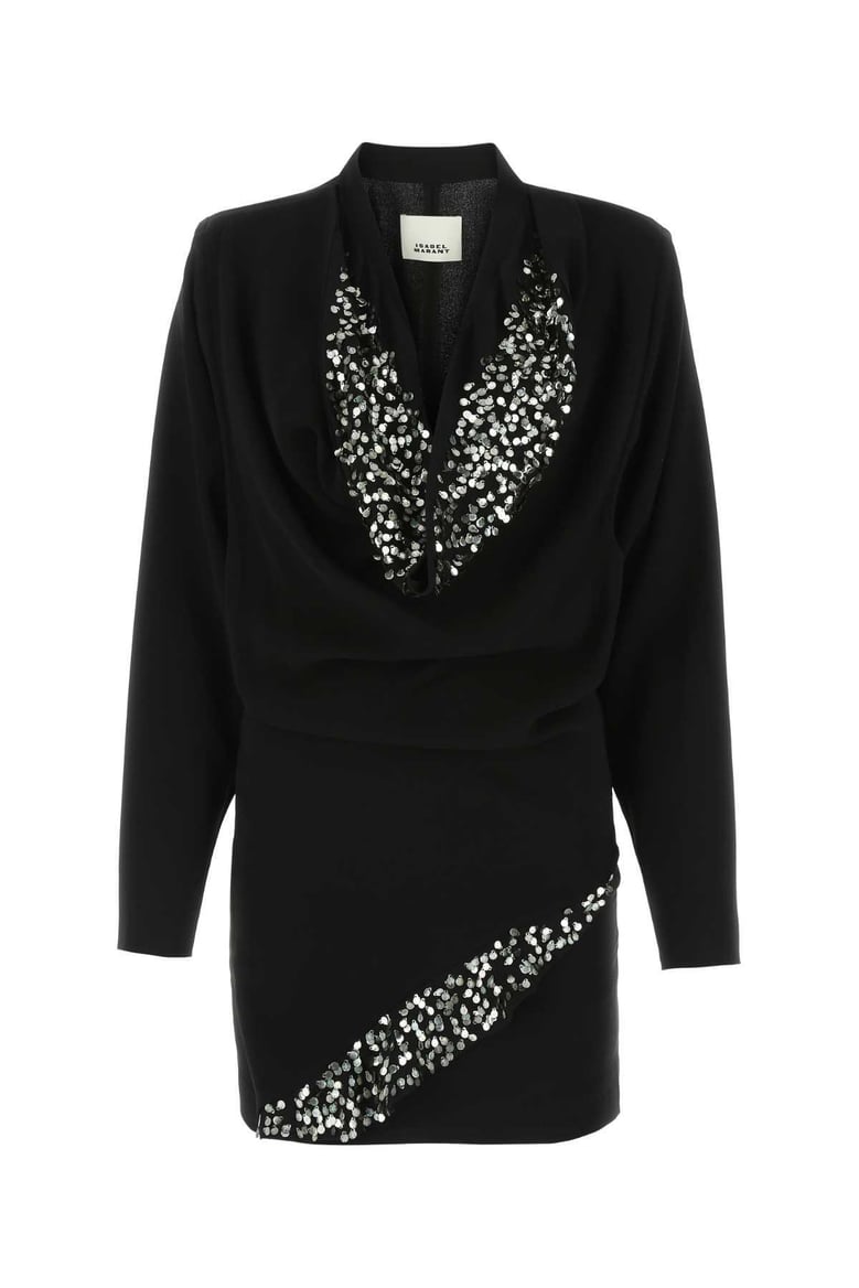 black crepe lazeli mini dress by Selfnex