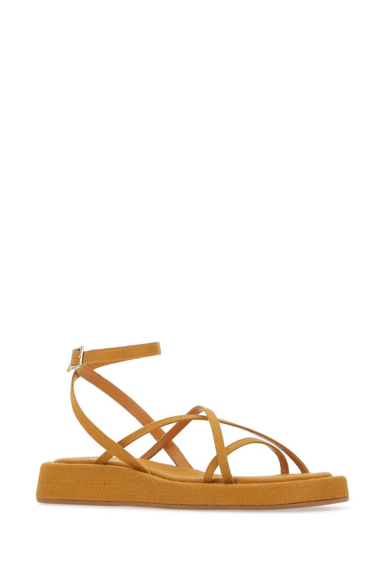 mustard fabric rosie 16 sandals by Selfnex