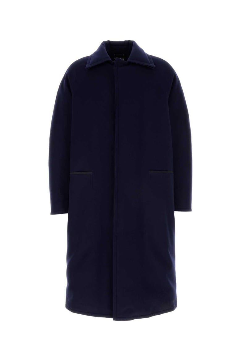 navy blue wool coat by Selfnex