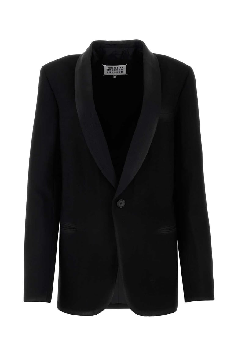 black gabardine blazer by Selfnex