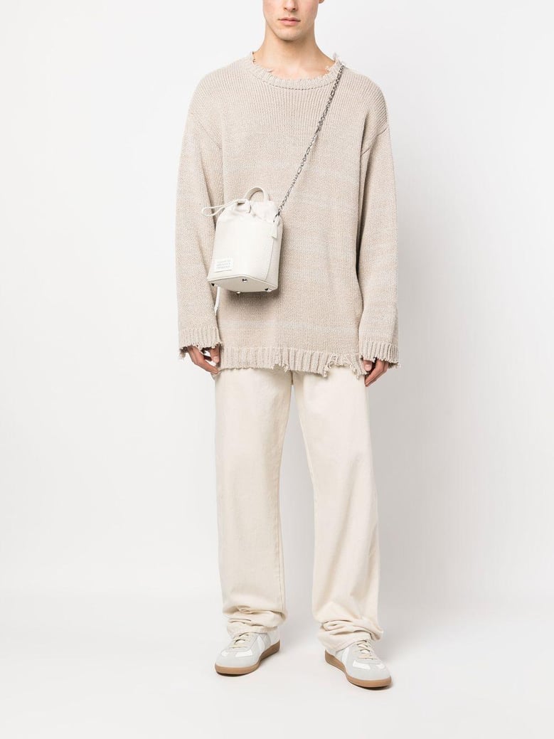 chalk leather and canvas mini 5ac bucket bag by Selfnex