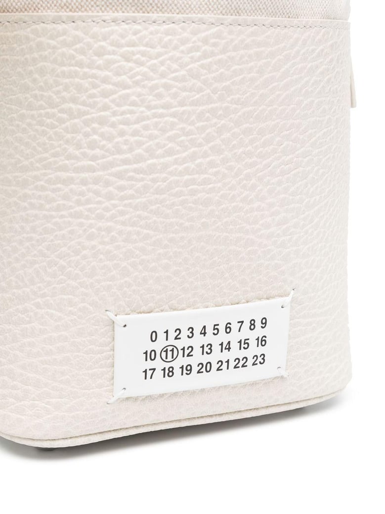 chalk leather and canvas mini 5ac bucket bag by Selfnex