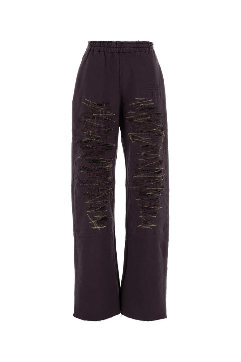 aubergine cotton joggers by Selfnex