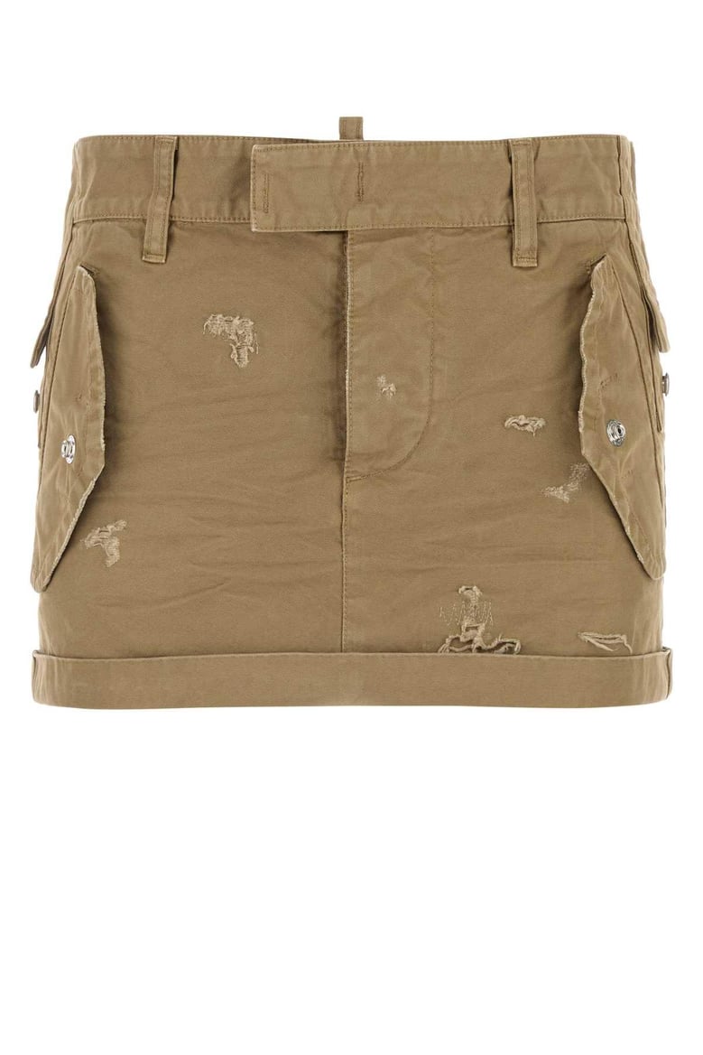 khaki canvas mini skirt by Selfnex