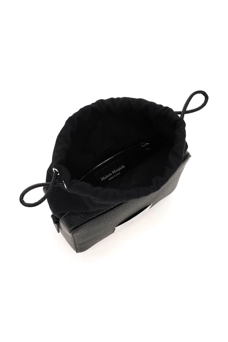 black leather and fabric 5ac bucket bag by Selfnex