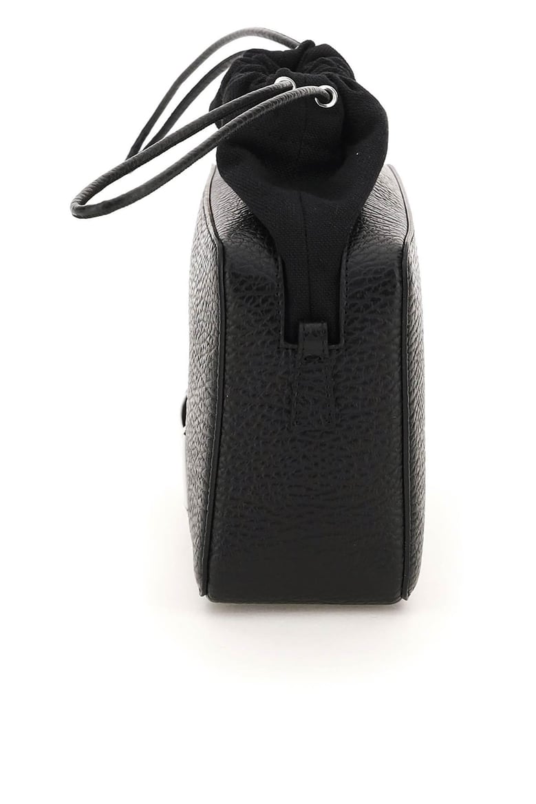 black leather and fabric 5ac bucket bag by Selfnex
