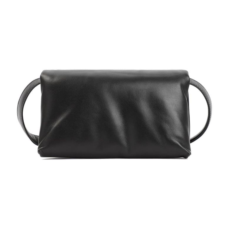 black leather prisma shoulder bag by Selfnex