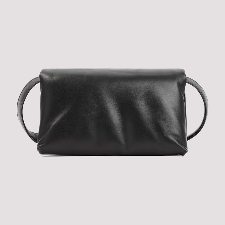 black leather prisma shoulder bag by Selfnex
