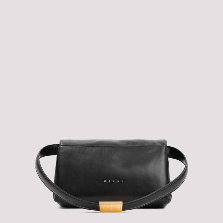 black leather prisma shoulder bag by Selfnex