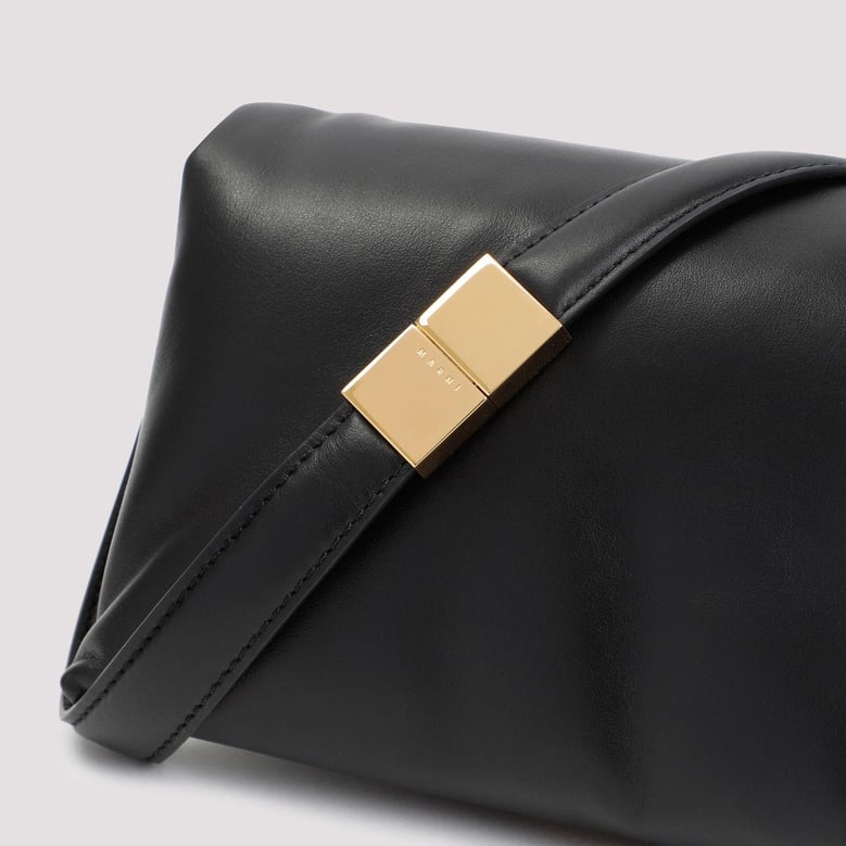 black leather prisma shoulder bag by Selfnex