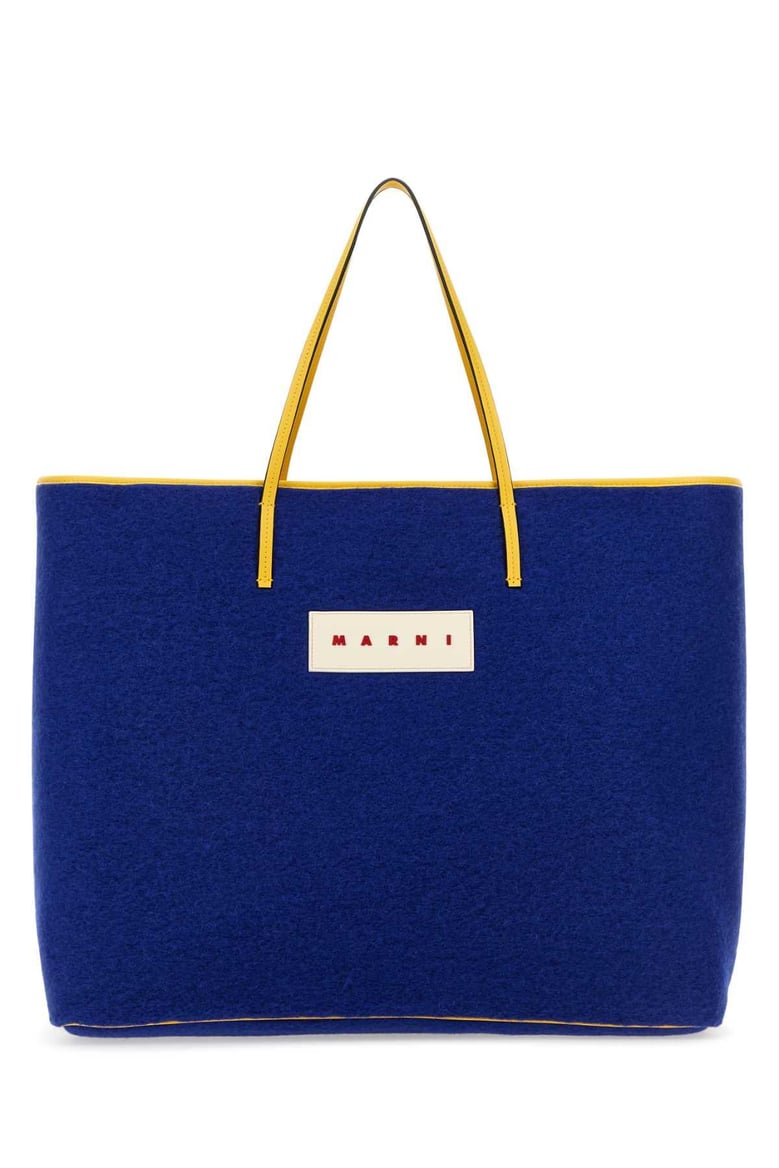 blue felt medium janus shopping bag by Selfnex