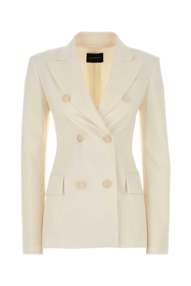 ivory stretch gabardine blazer by Selfnex