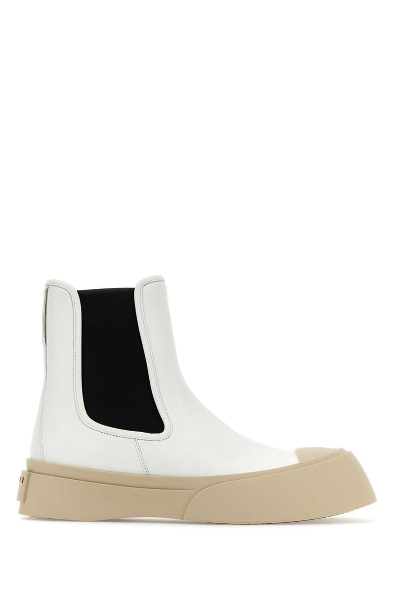 white nappa leather pablo ankle boots by Selfnex