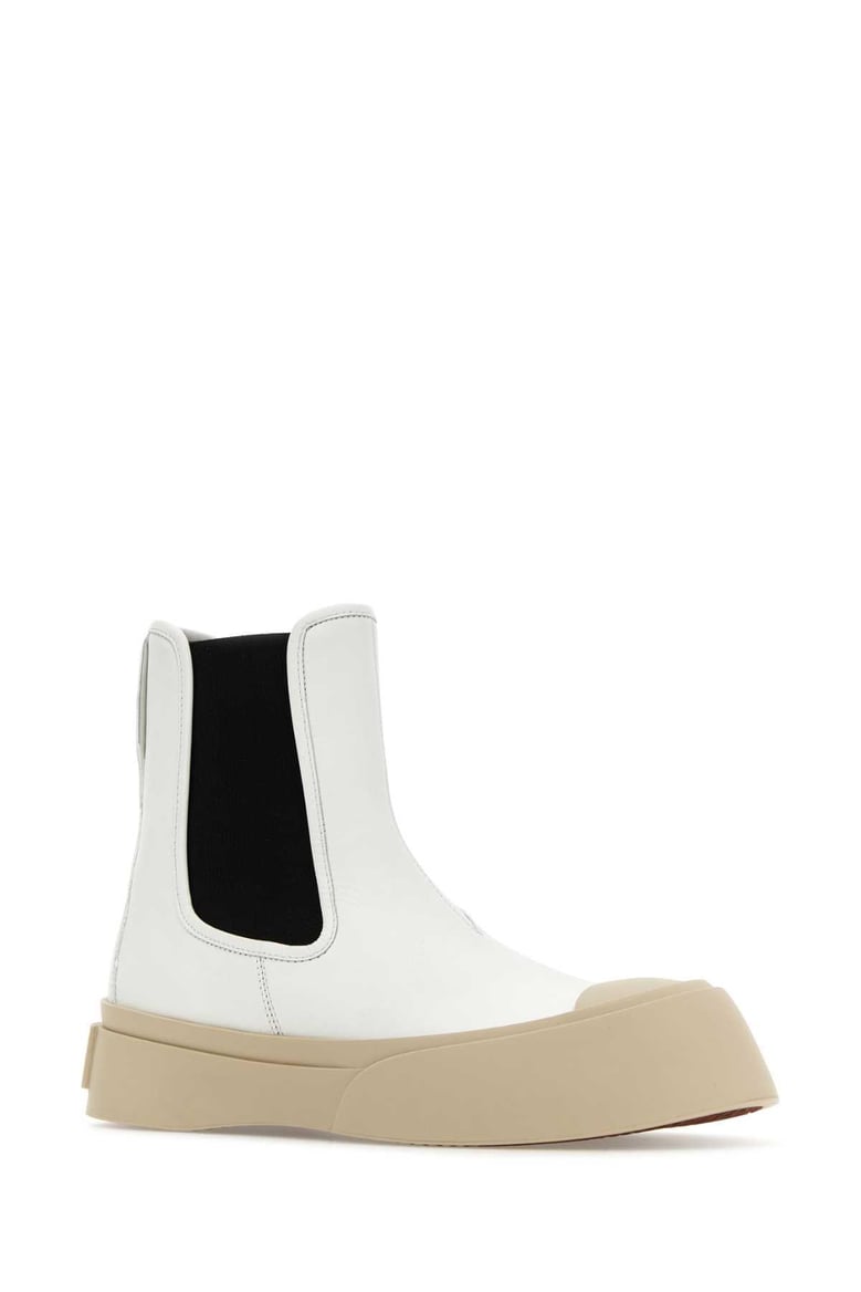 white nappa leather pablo ankle boots by Selfnex