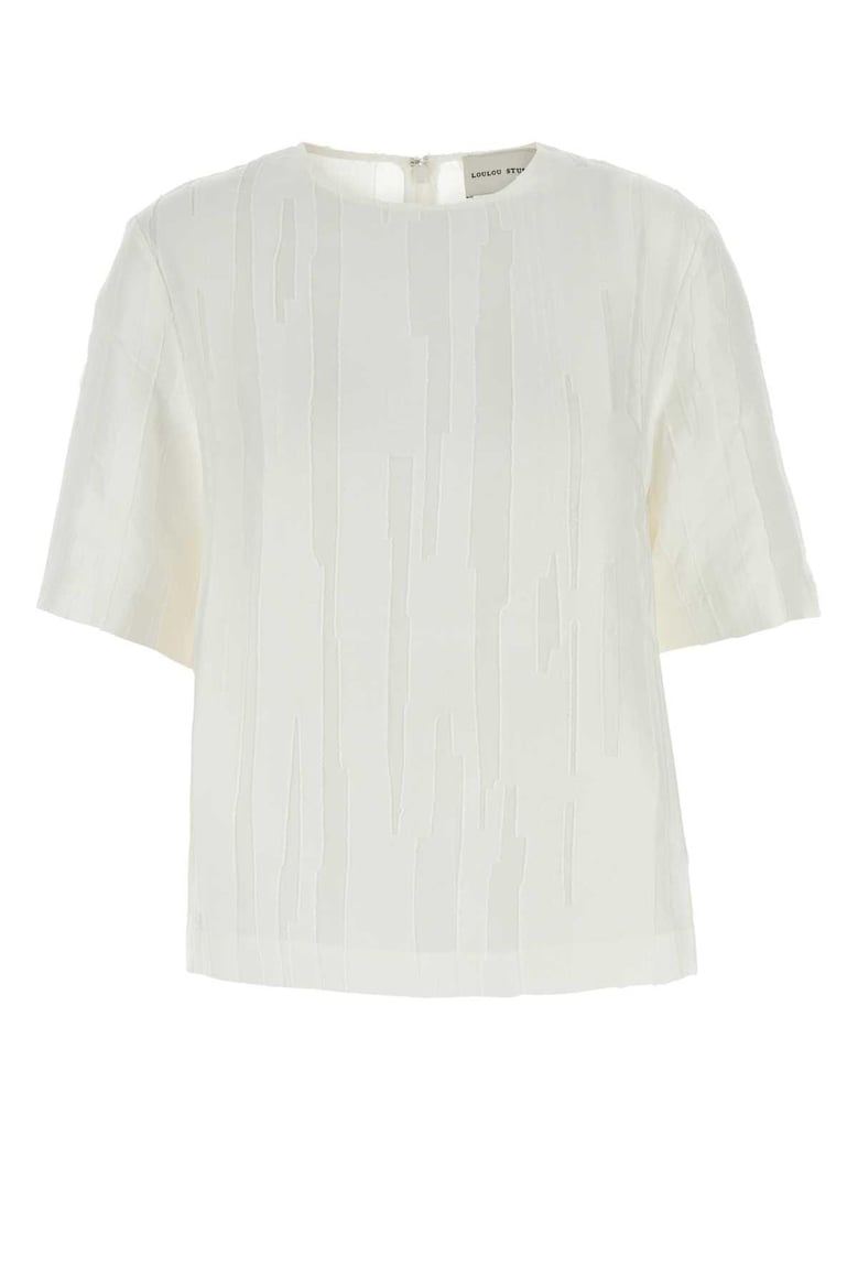 white silk blend toba t-shirt by Selfnex