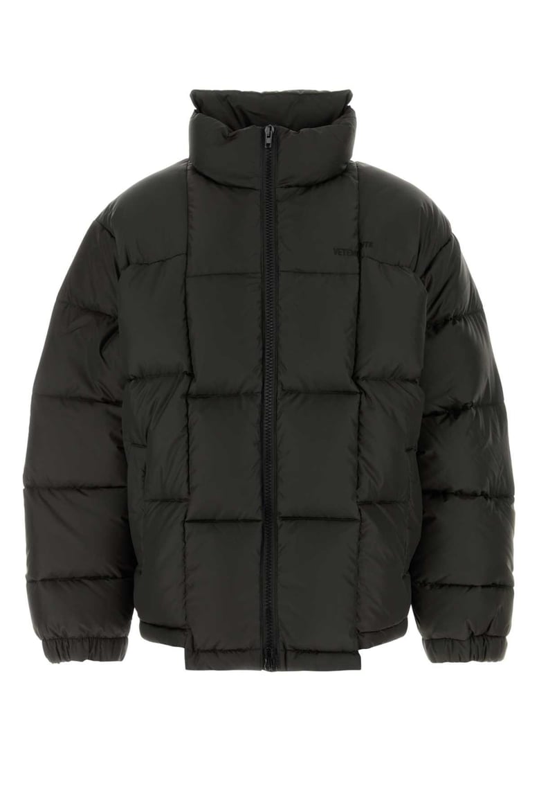 dark brown polyester down jacket by Selfnex