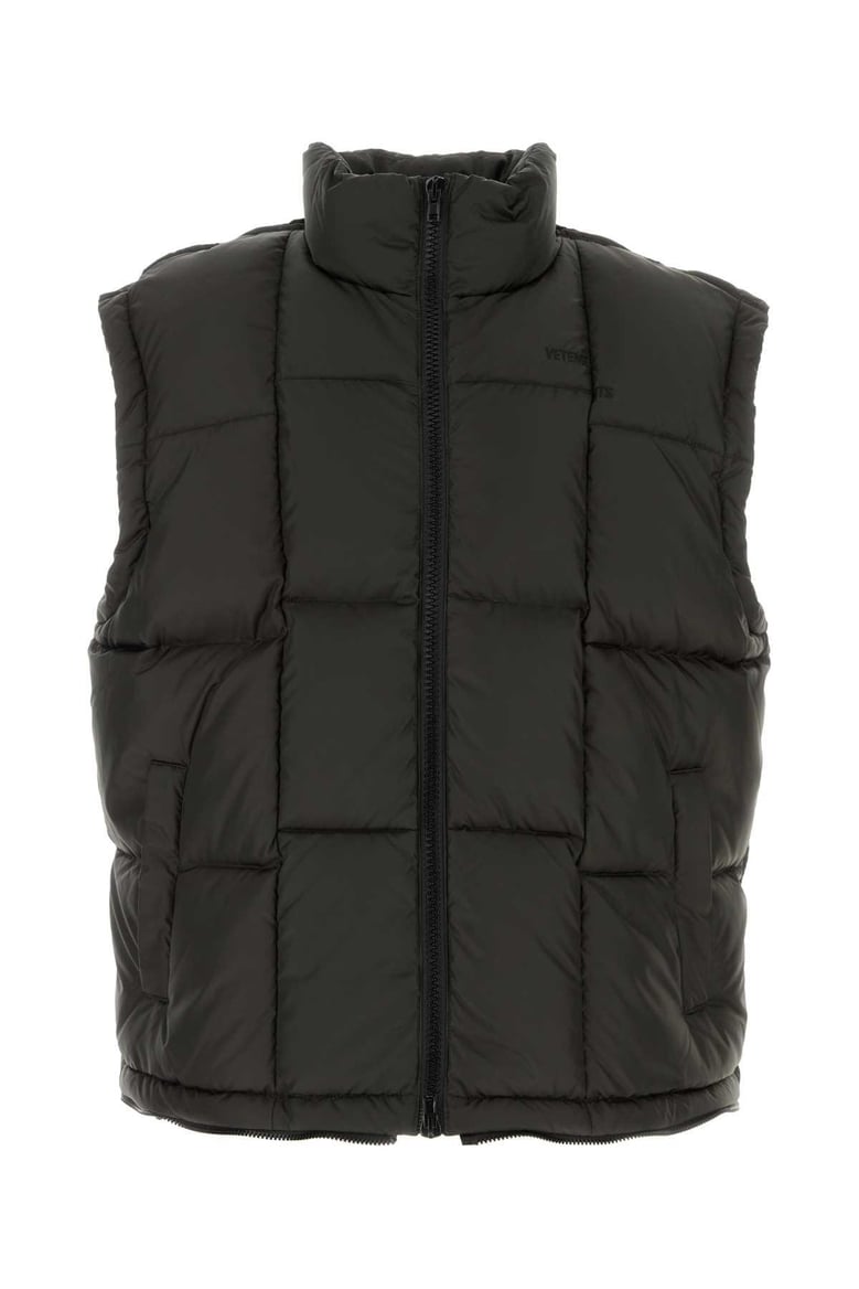dark brown polyester down jacket by Selfnex