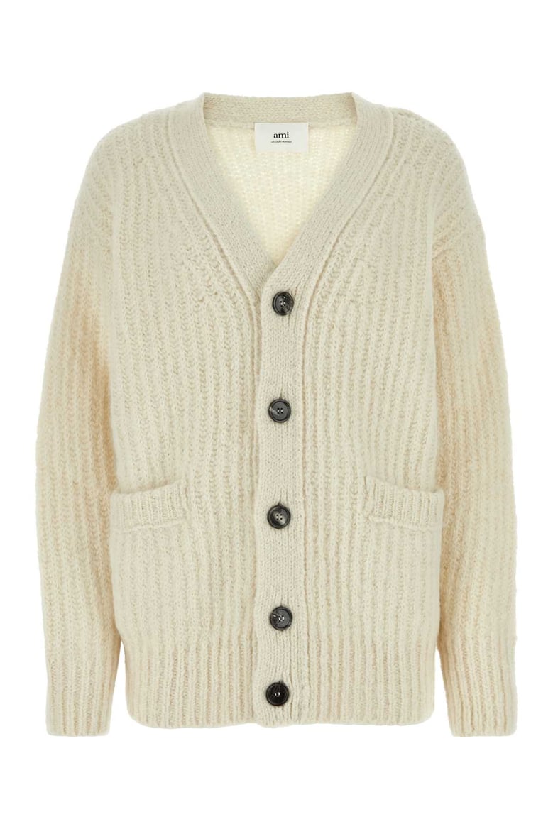 ivory alpaca blend cardigan by Selfnex
