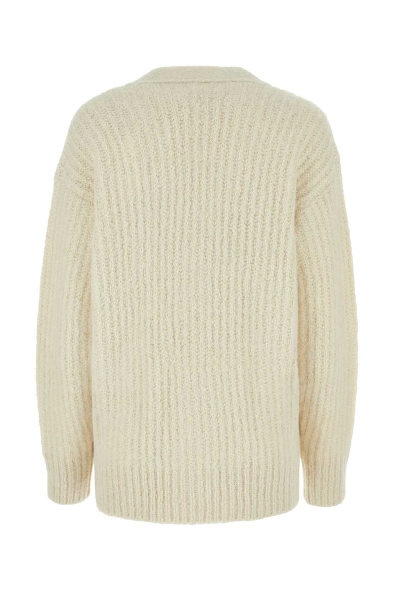 ivory alpaca blend cardigan by Selfnex