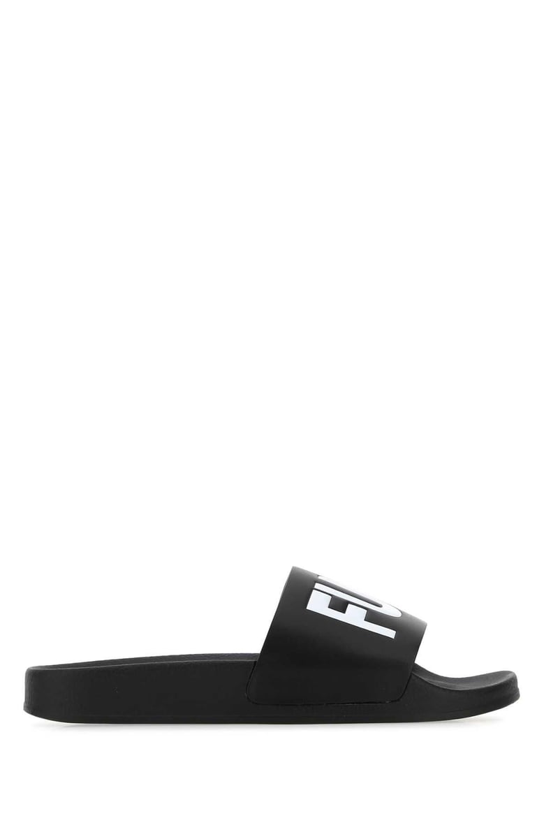 black rubber slippers by Selfnex