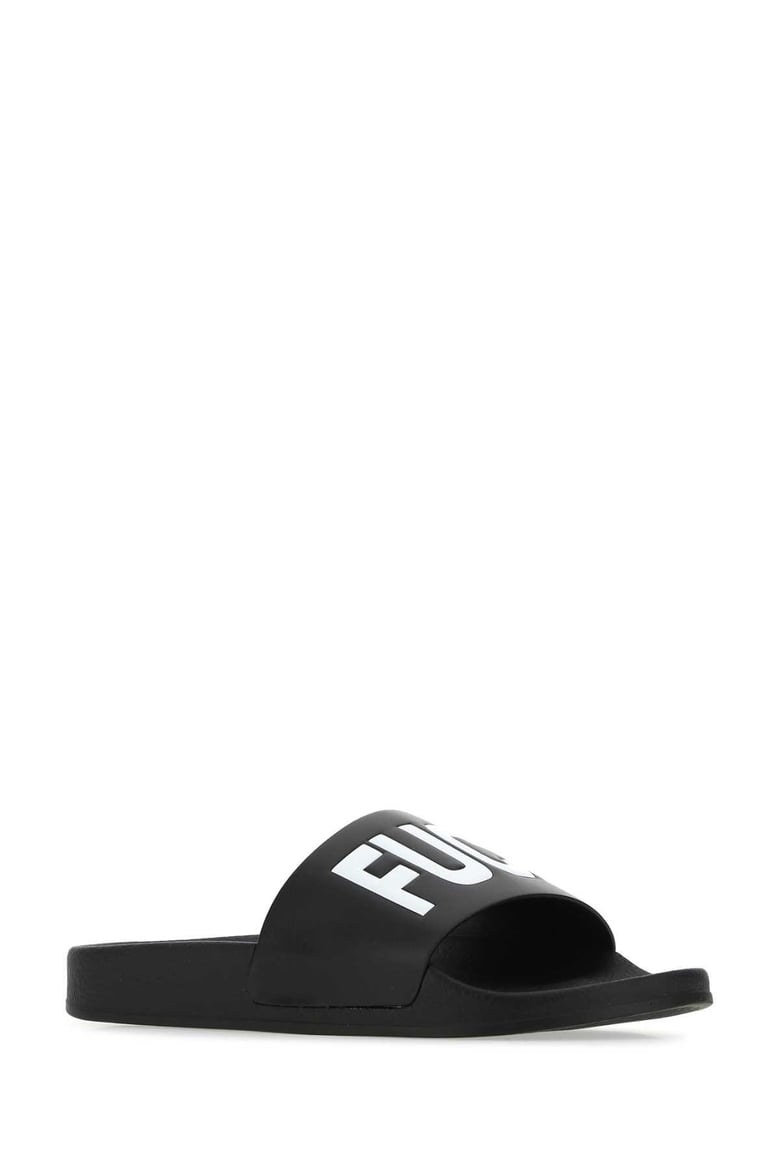 black rubber slippers by Selfnex