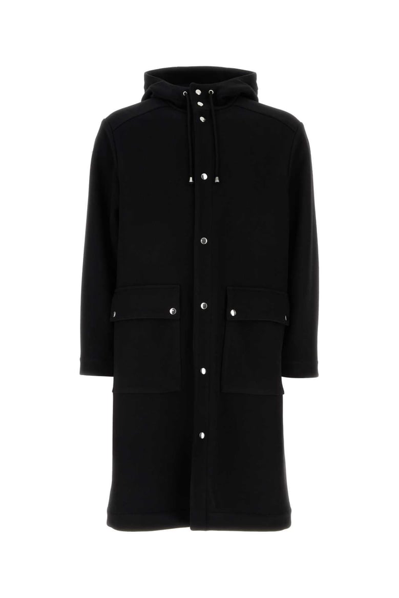 black wool blend parka by Selfnex