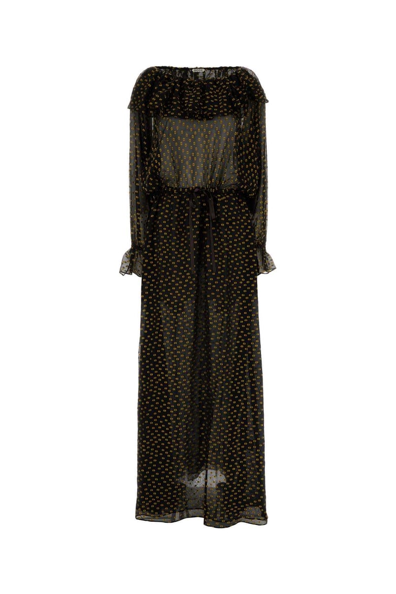 embroidered silk blend stadium dress by Selfnex