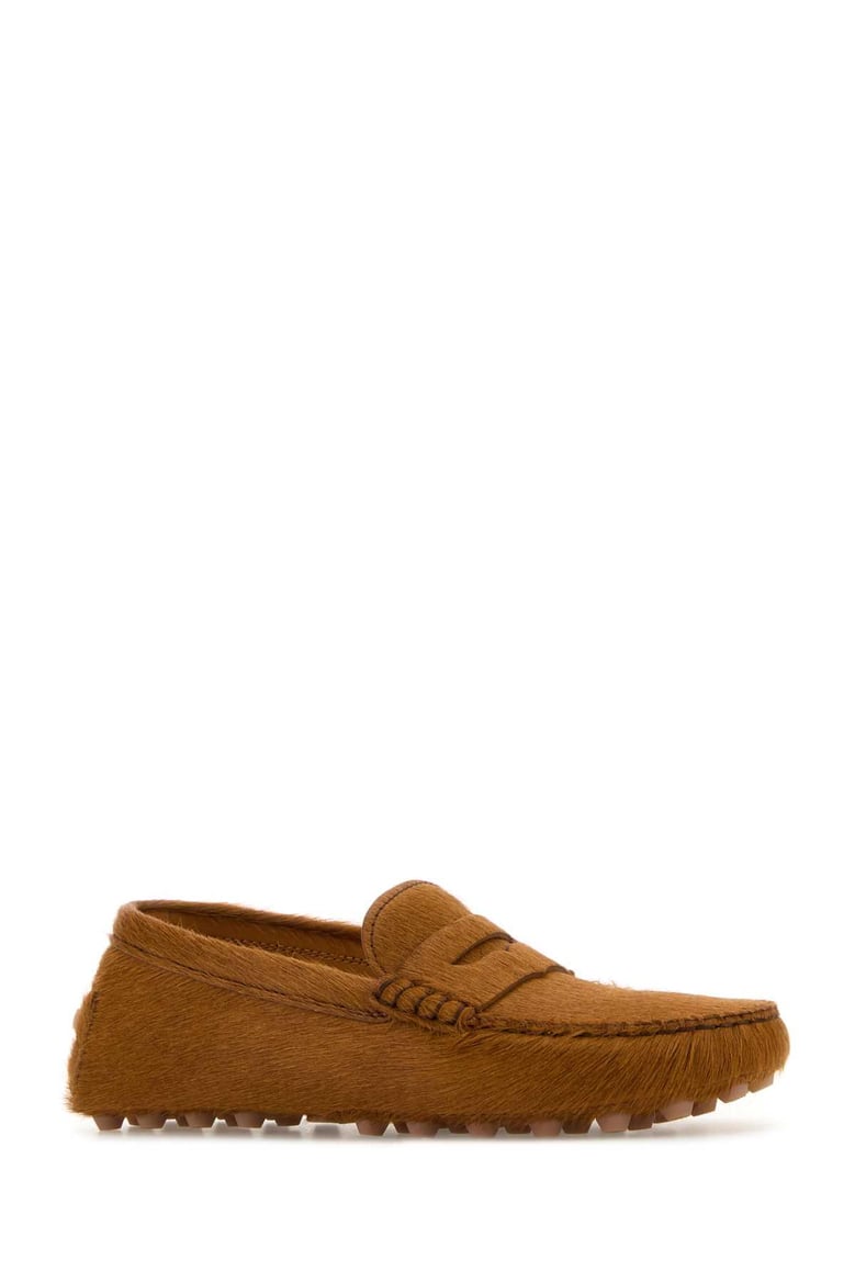 caramel calf hair loafers by Selfnex