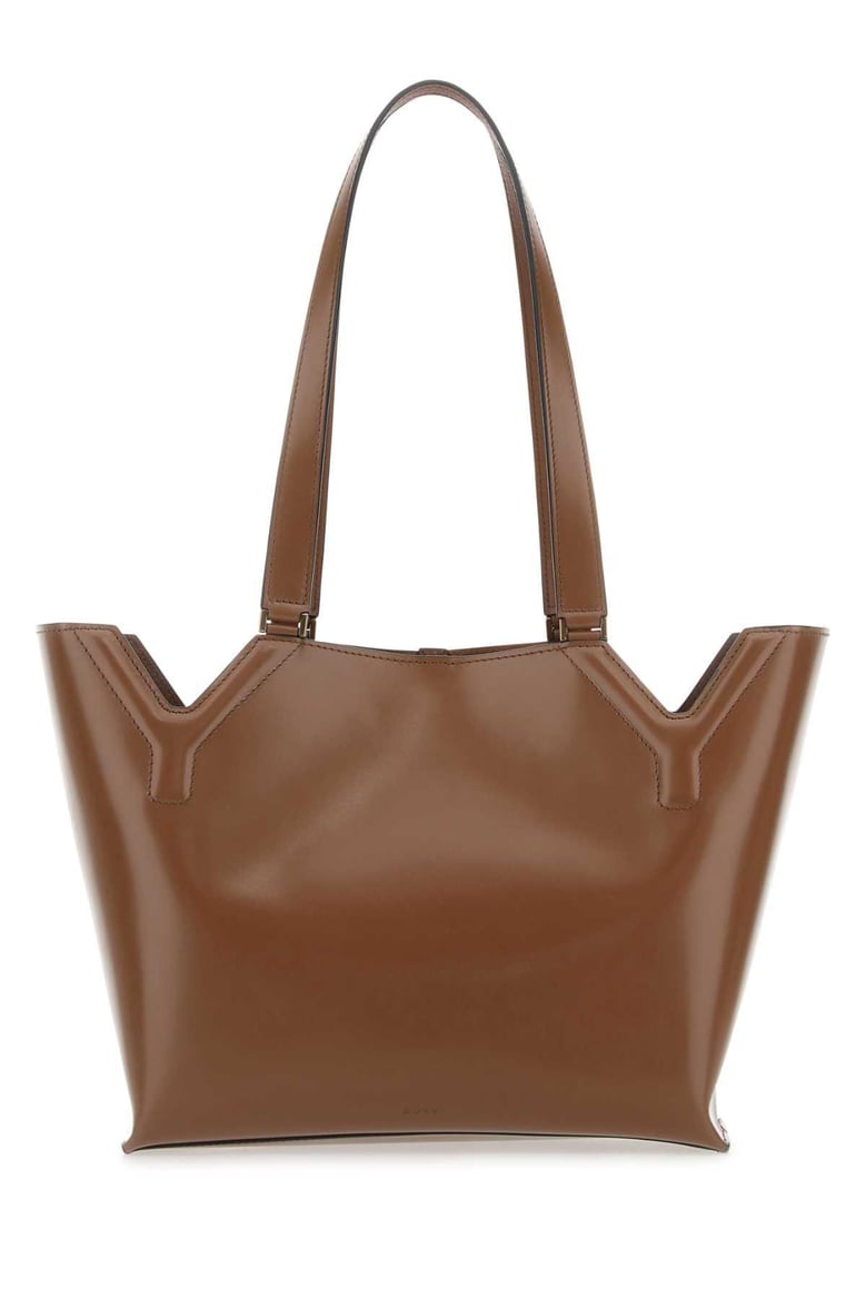brown leather yy west shoulder bag by Selfnex