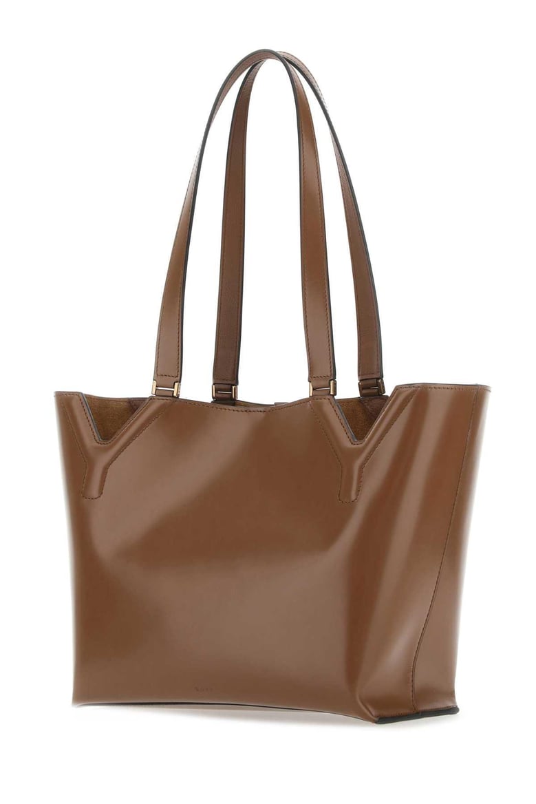 brown leather yy west shoulder bag by Selfnex