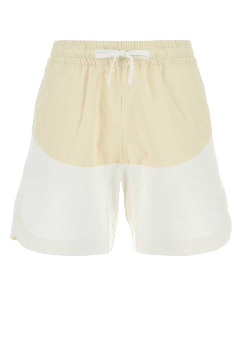 two-tone stretch cotton blend and nylon shorts by Selfnex