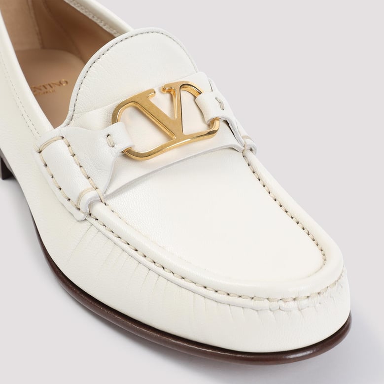 ivory leather vlogo loafers by Selfnex