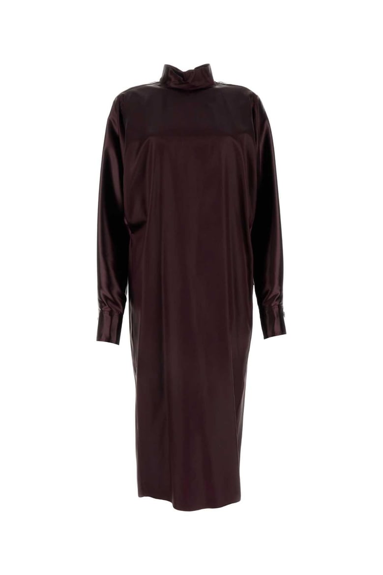 burgundy satin dress by Selfnex