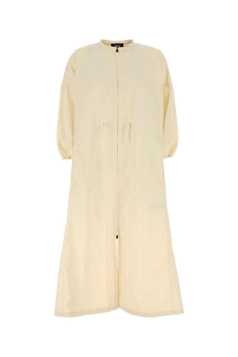 cream nylon laminar dress by Selfnex