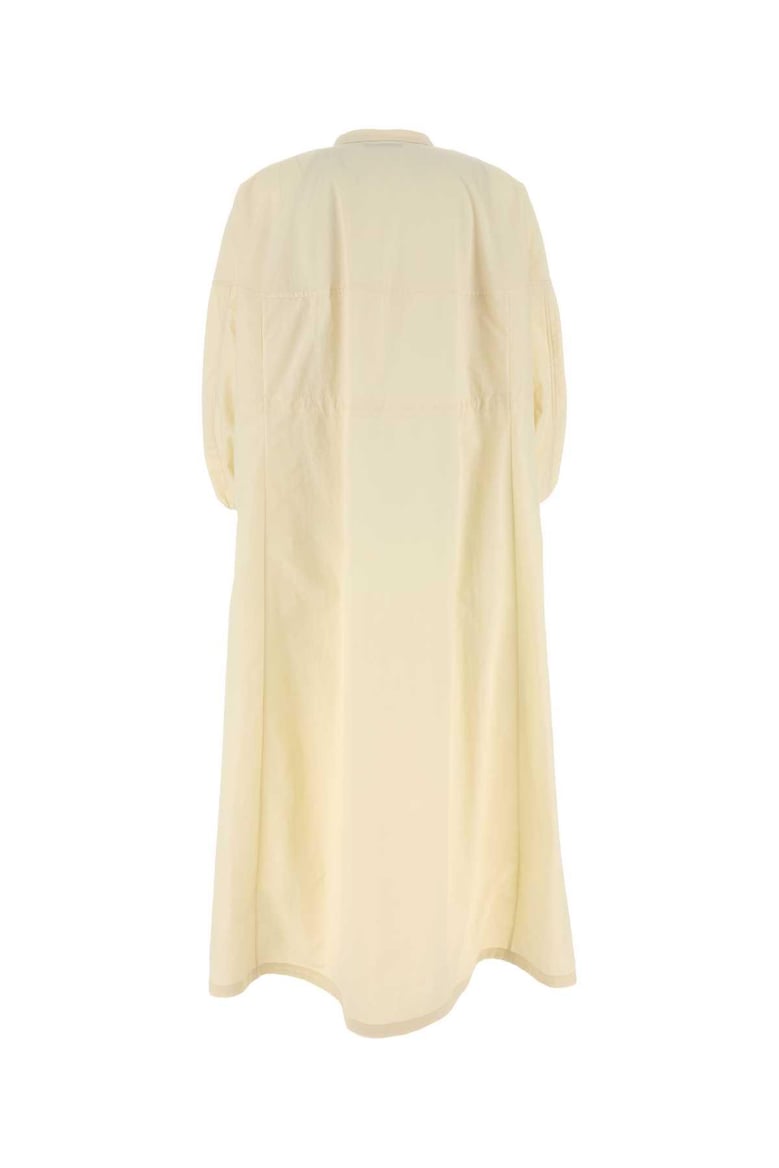cream nylon laminar dress by Selfnex