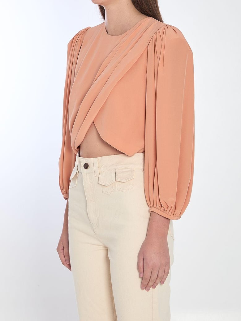salmon crepe top by Selfnex