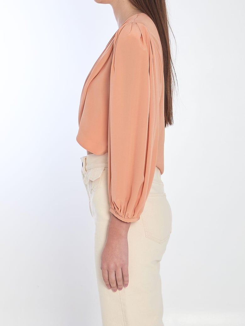 salmon crepe top by Selfnex