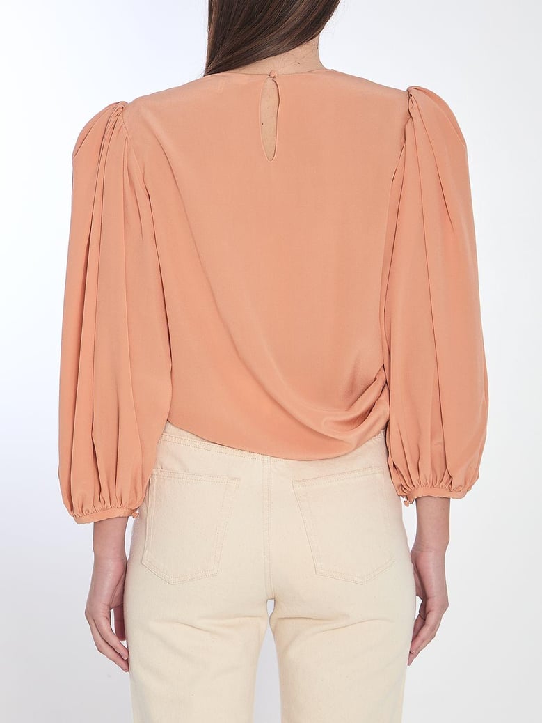 salmon crepe top by Selfnex