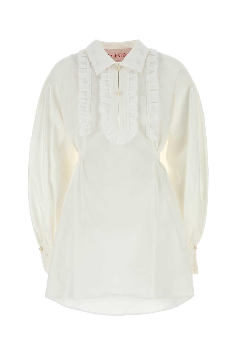 white cotto blend shirt dress by Selfnex