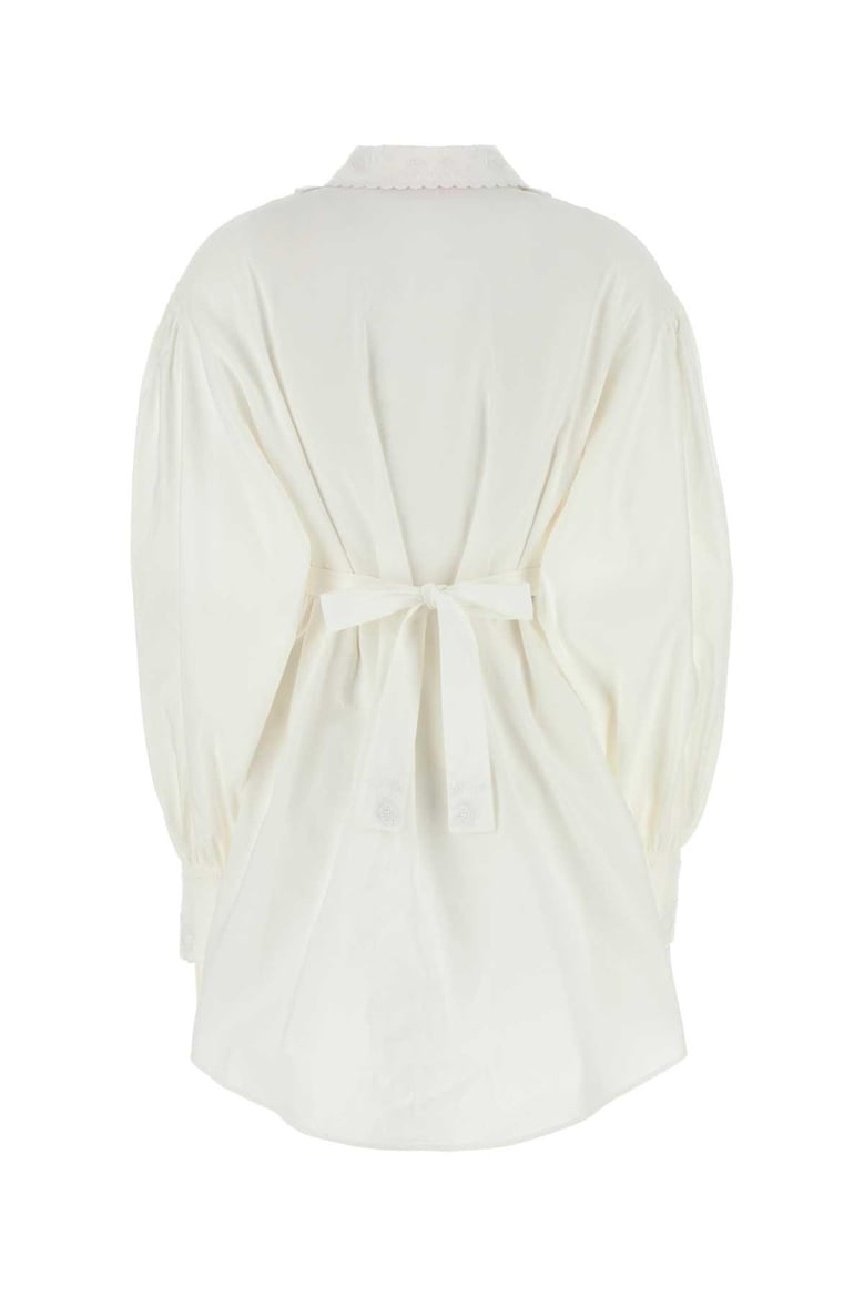 white cotto blend shirt dress by Selfnex