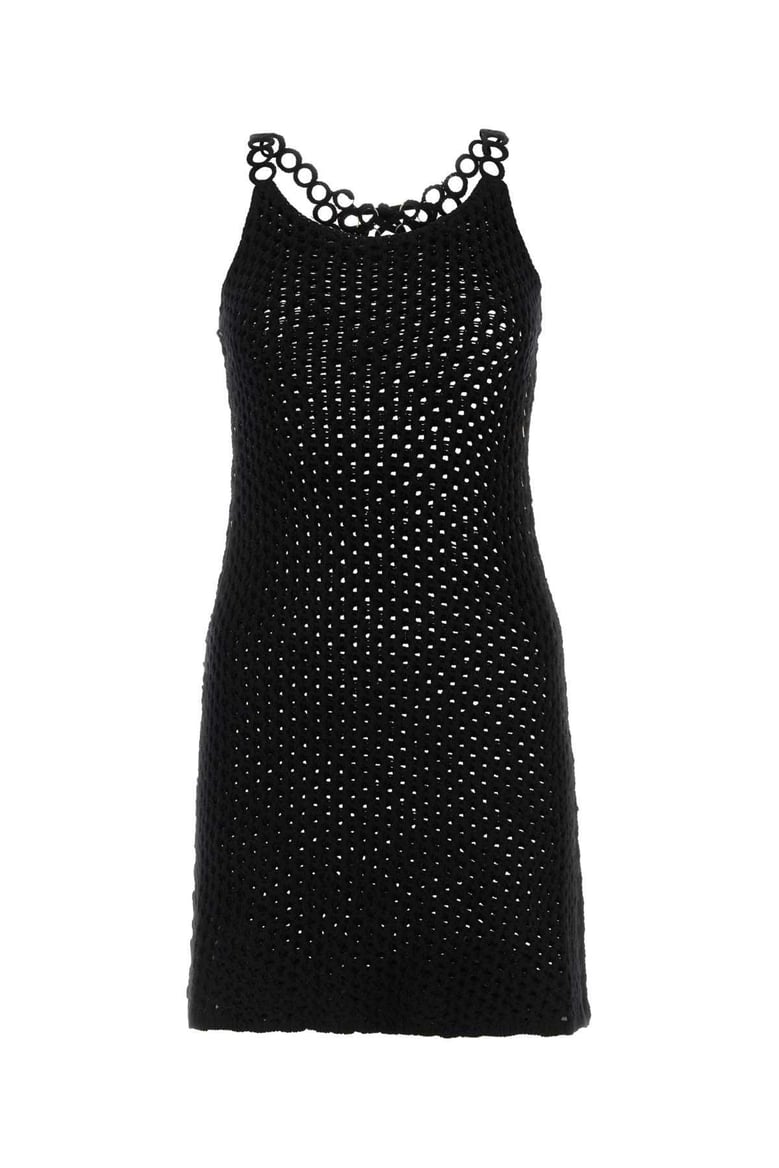black crochet mini dress by Selfnex
