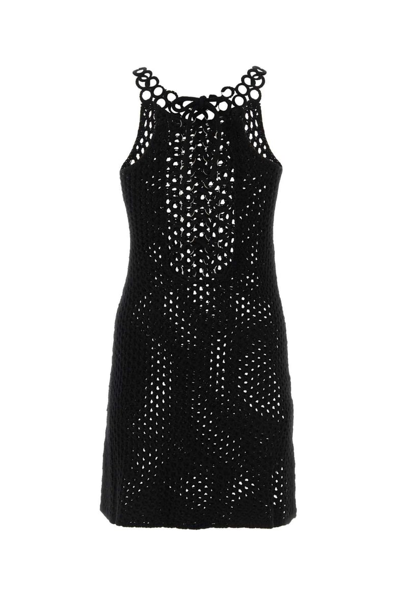 black crochet mini dress by Selfnex