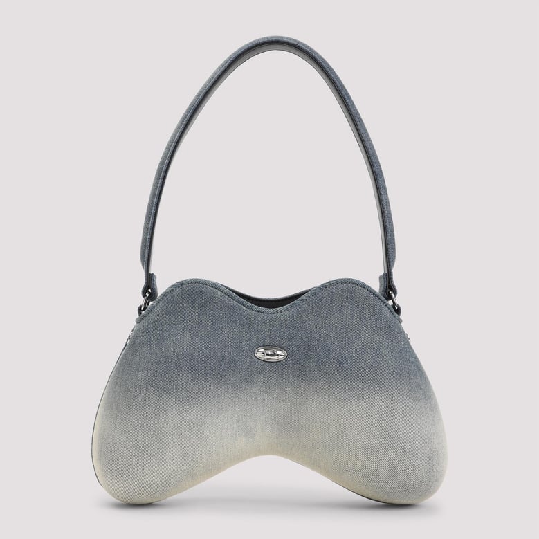 denim double-d shoulder bag by Selfnex