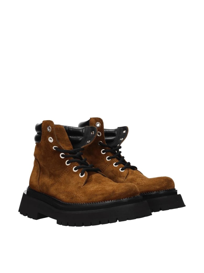 lace-up suede ankle boots by Selfnex