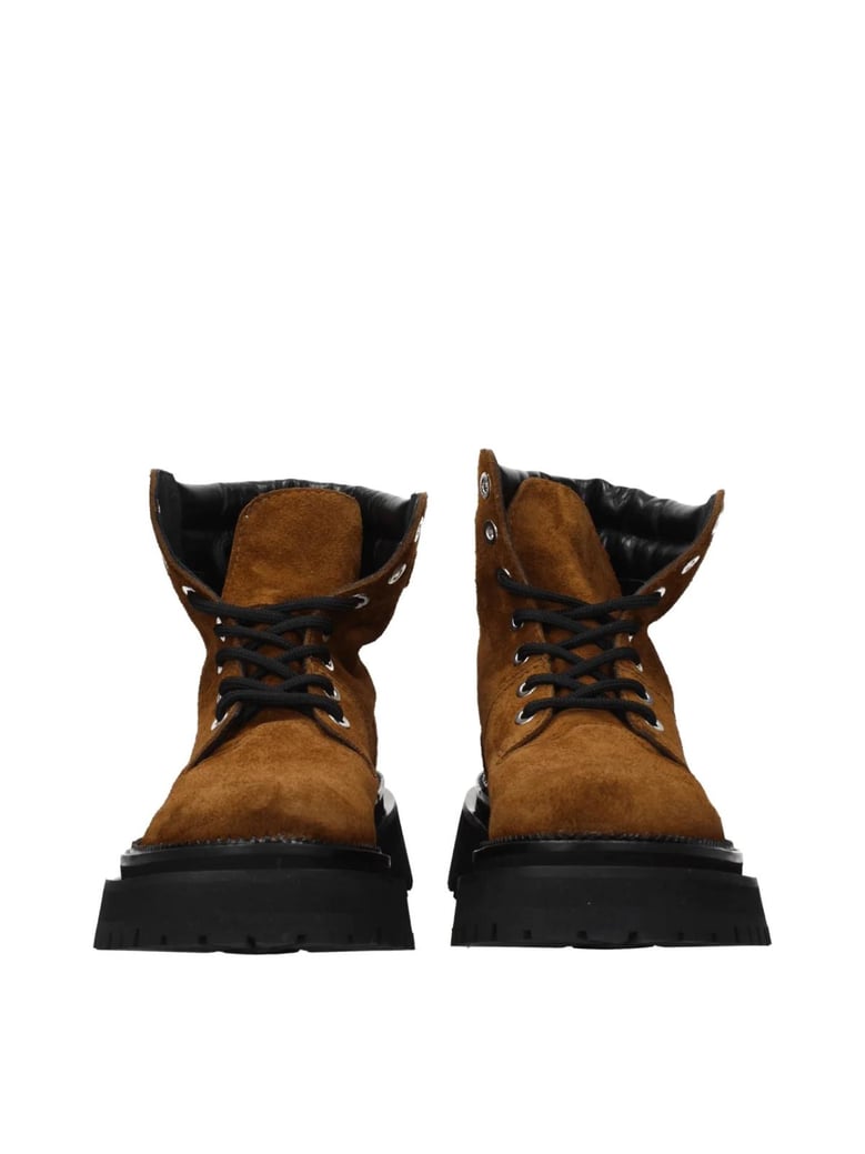 lace-up suede ankle boots by Selfnex