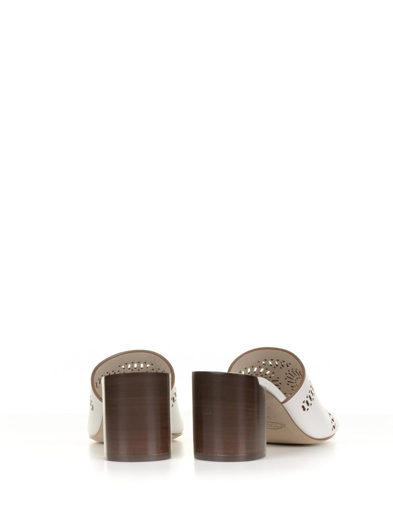 white leather slipper with heel by Selfnex