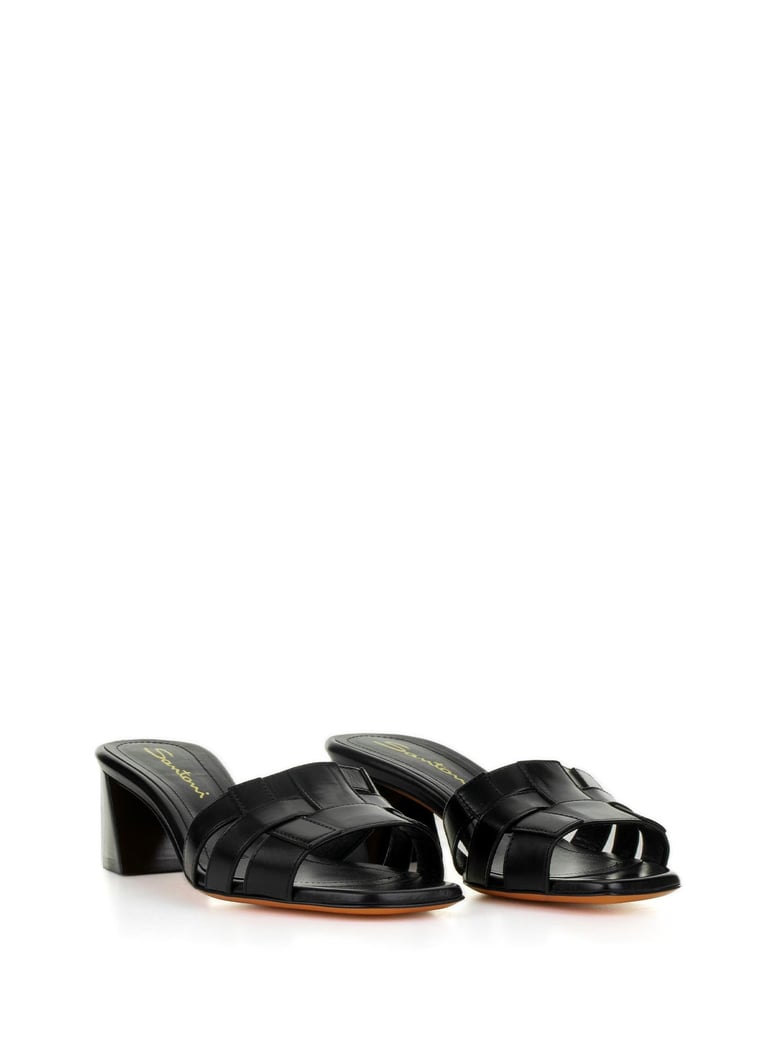 black leather slipper with heel by Selfnex