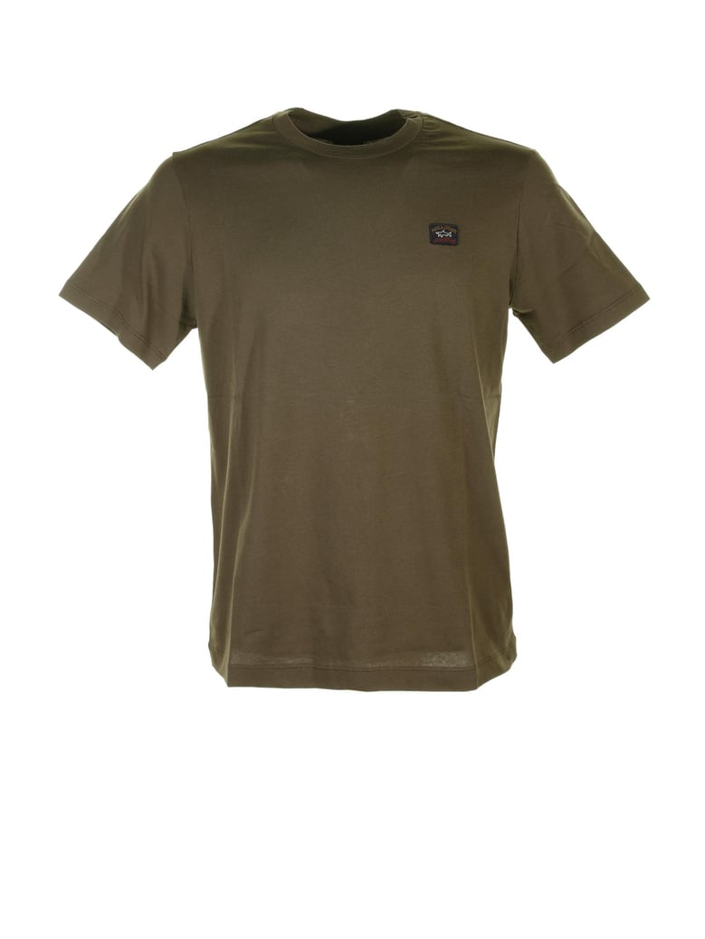 military green t-shirt with logo by Selfnex