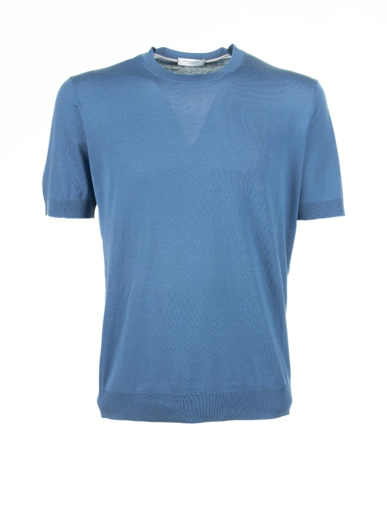 light blue cotton and silk t-shirt by Selfnex
